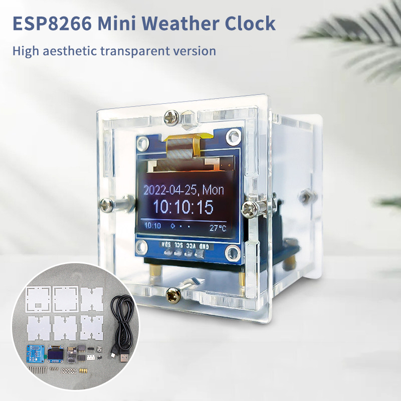 Diy Electronics Project Kit - Kit de Reloj Meteorológico Mini ESP8266,