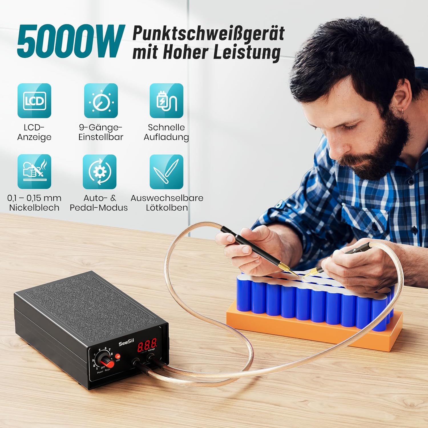SEESII Soldador por puntos de  - Diy Electronics Spot Welder reseña y precio